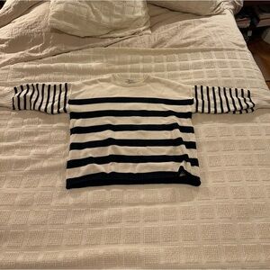 Madewell Conway Striped Pullover Sweater in Antique Cream size Small